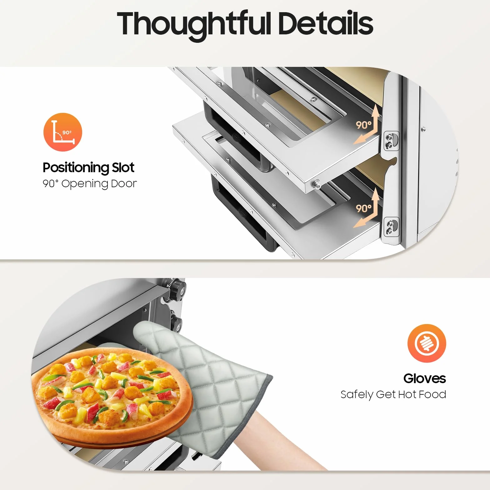 Horno para pizza profesional acero inoxidable 3 kW doble cámara temporizador 50-350 °C