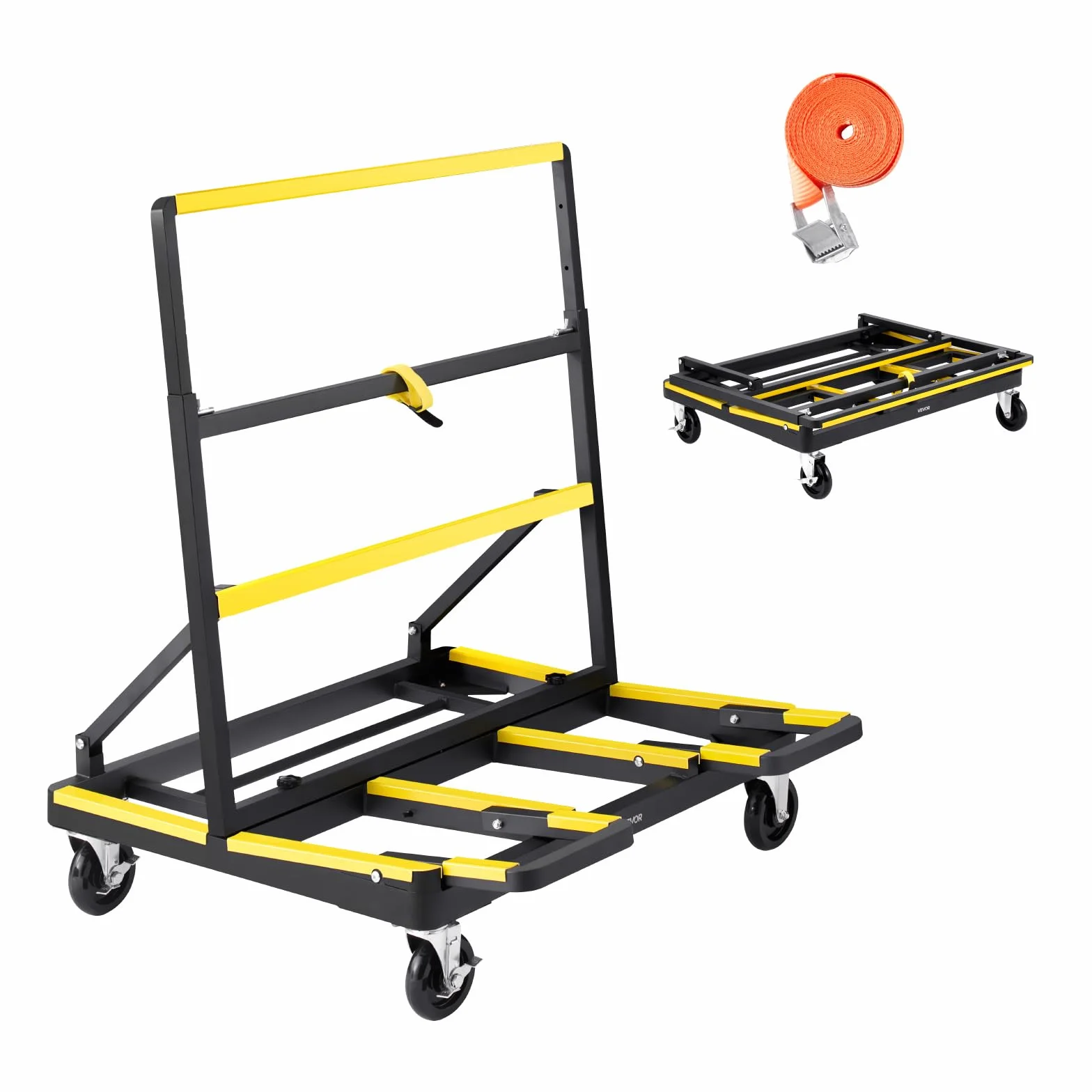 VEVOR Carro Transportador de Paneles de Yeso, 816,5 kg, Ruedas Giratorias, Base Extensible, 1000 x 830 x 1100 mm