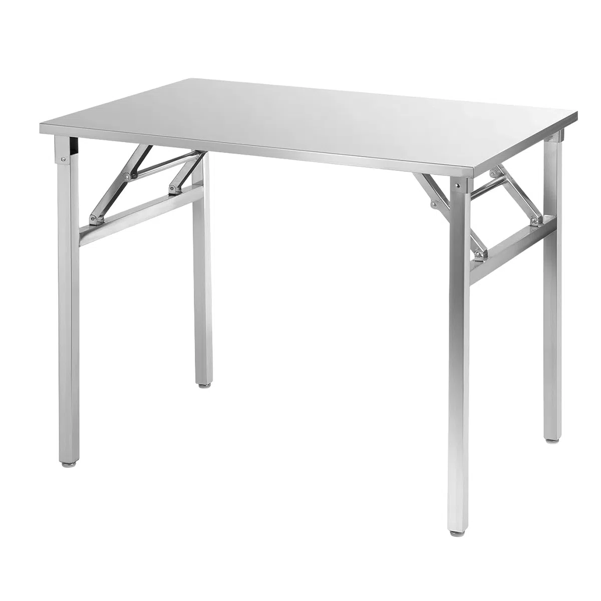 Mesa Plegable de Acero Inoxidable 120x60cm - Mesa de Cocina para 200kg - Mesa Industrial Plateada
