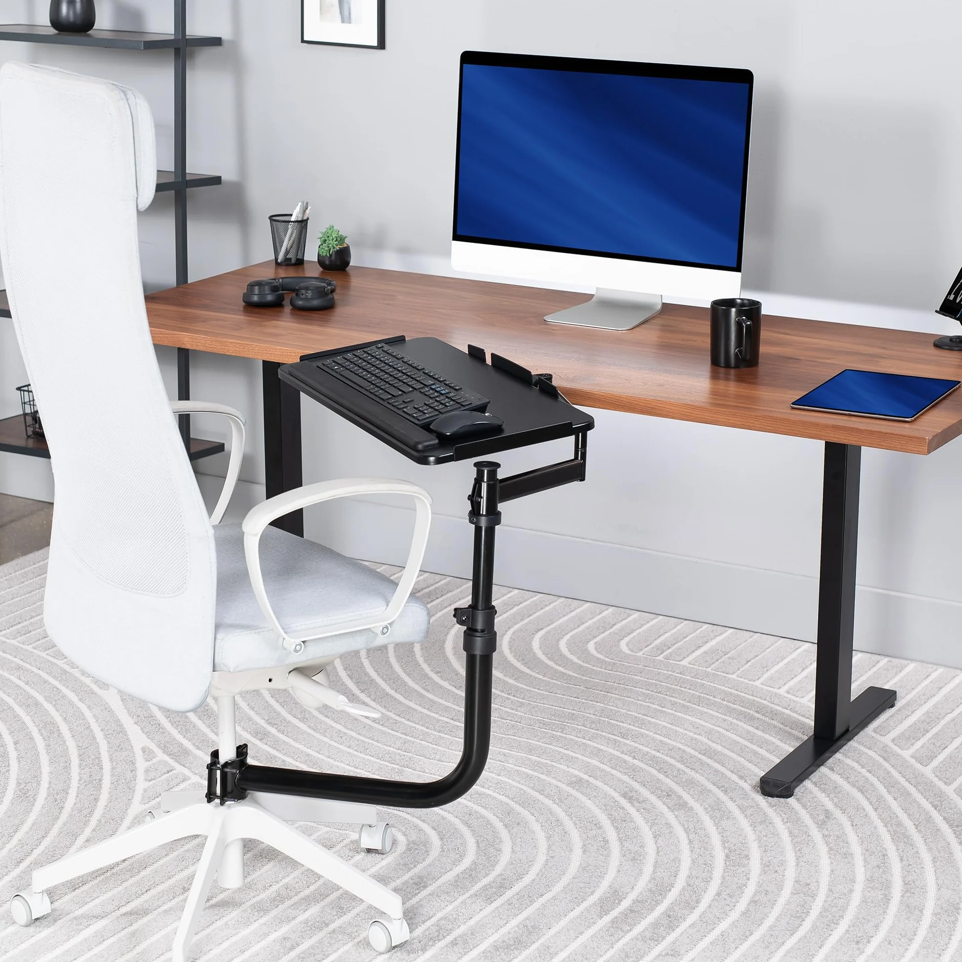 VIVO Mount-KB18CP - Bandeja para teclado y mouse montada en silla de oficina, inclinación ergonómica, rotación de 360 grados, color negro, MOUNT-KB18CP