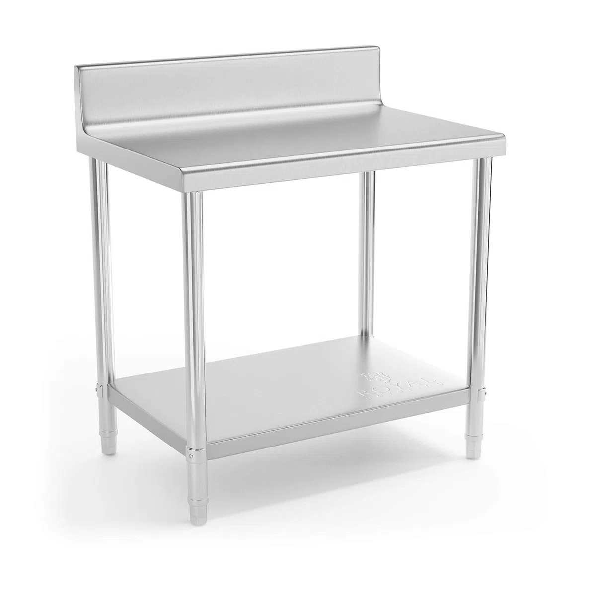 Royal Catering Mesa De Acero Inoxidable Para Hostelería RCAT-90/60-N (Superficie de trabajo de 90 x 60 cm, Con antisalpique, Capacidad de carga de 250 kg)