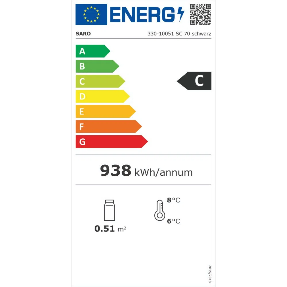 Saro 330-10051 - Mini vitrina de refrigeración por recirculación (plástico, SC 70, 70 L), color negro