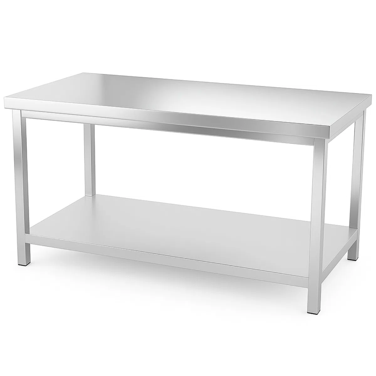 Genérico Mesa Inox Profesional Central - Longitud de 600 a 2000 mm - Profundidad 600 mm - Estante Bajo - Carga 150 kg - Altura 850 mm - Fácil de montar - Ideal Cocina (1500 x 600 mm)