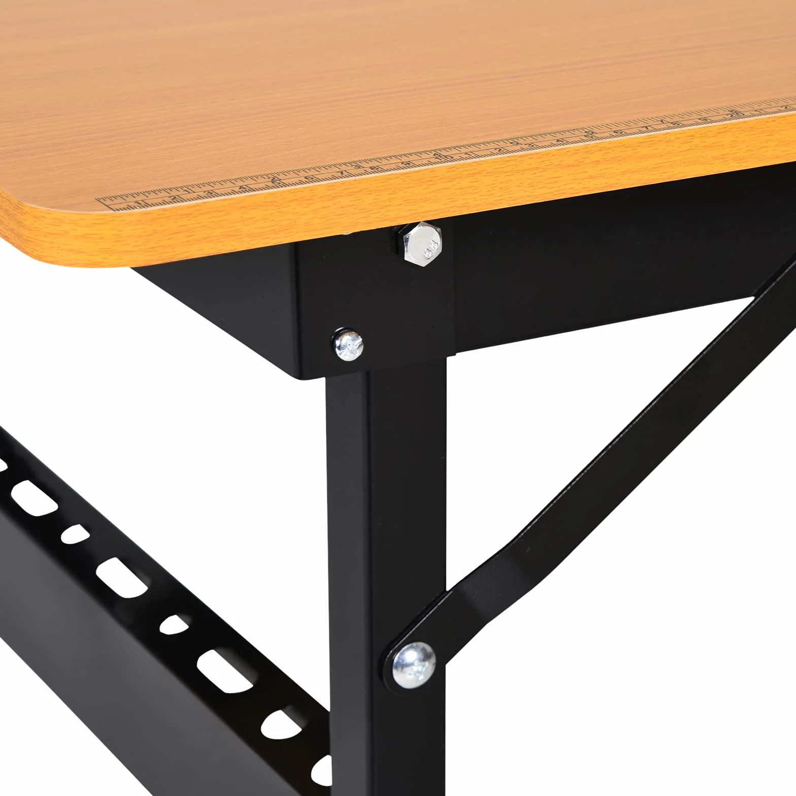 HOMCOM Banco de Trabajo Plegable Mesa con Regla Transportador 100 kg 100x60x75,5 cm Natural Negro