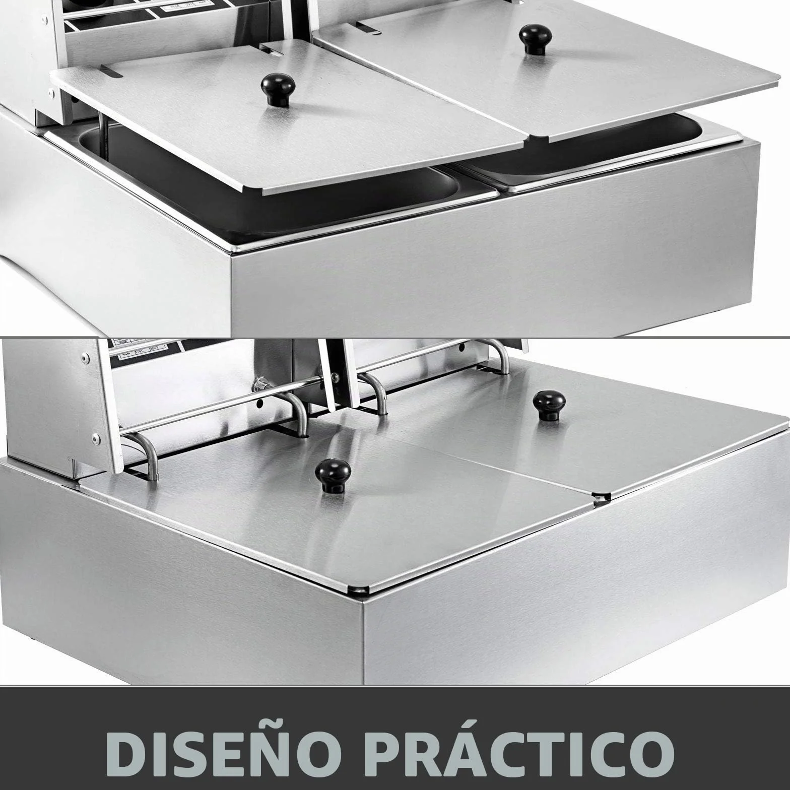 VEVOR Freidora Eléctrica Profesional 12L 5000W Acero Inoxidable Doble Tanque