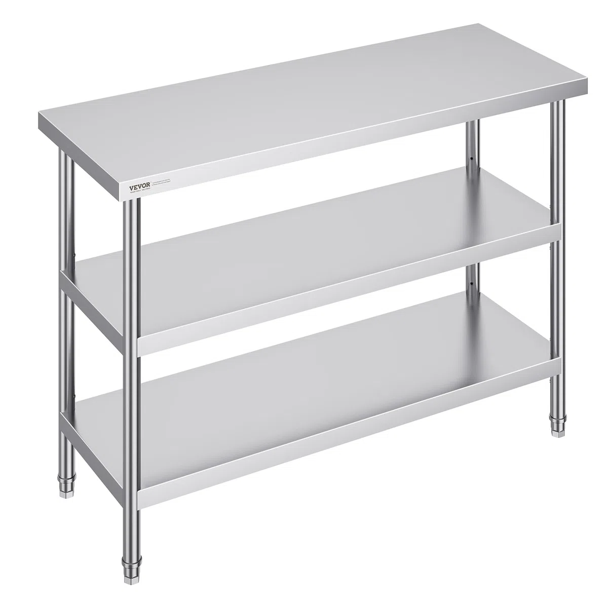 Mesa de Preparación VEVOR para Cocina y Hogar, 457x1219x864 mm, Acero Inoxidable, 2 Estantes Inferiores Ajustables
