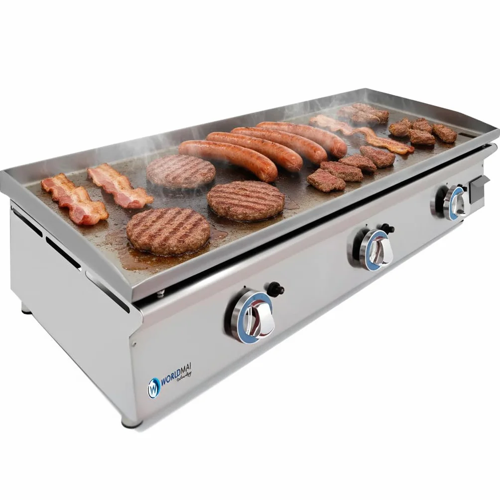 MBH - Plancha LUX WORLDMAI a Gas Profesional de 100 cm en Acero Laminado para Hostelería. Plancha con estructura de INOX para Cocina Industrial de Bar y Restaurante