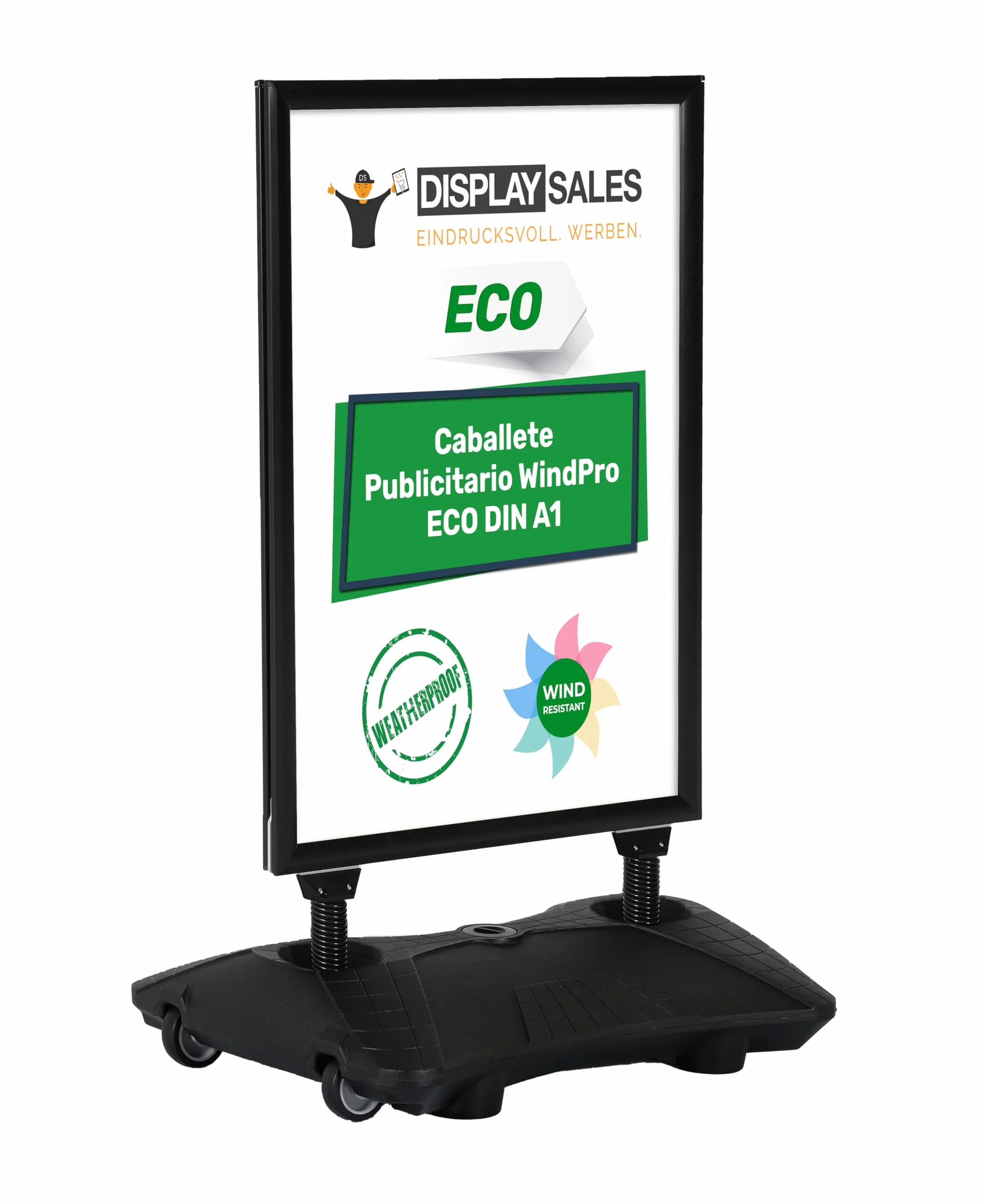 WindPro® ECO Caballete publicidad exterior DIN A1 czarny dwustronny
