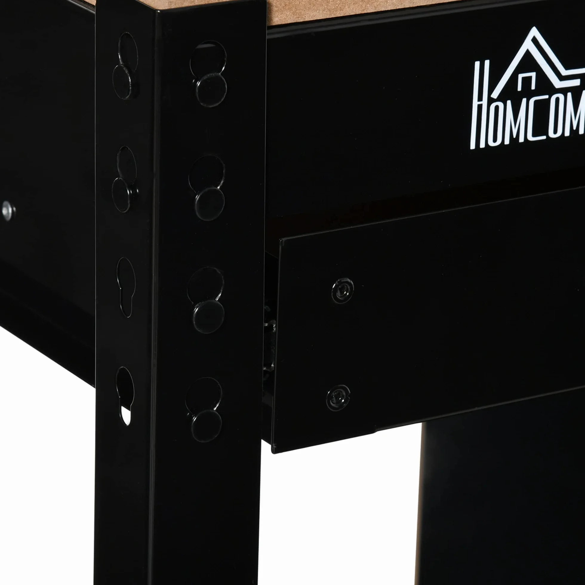 HOMCOM Banco de Trabajo 98,5x48x140 cm Carga 100 kg Mesa con Panel Perforado Negro