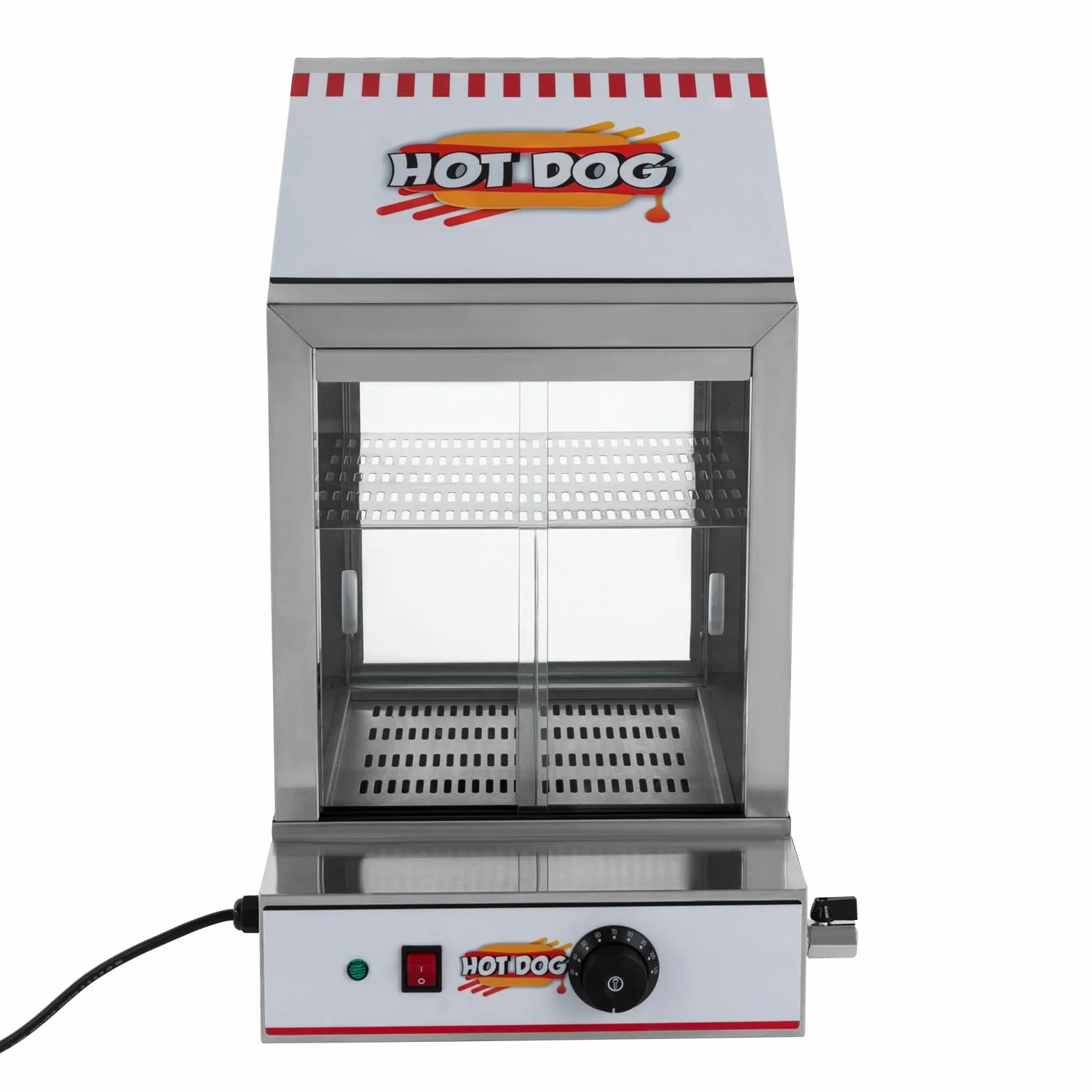 Hot Dog Maker, 1200 W Electric Hot Dog Steamer Edelstahl 5L Commerzieller Wärmeeschrank Hotdogs,Brötchenwärmer Imbiss Stand Gerät,86-230°F für Kantinen,Convenience Stores,Fast Food Restaurants