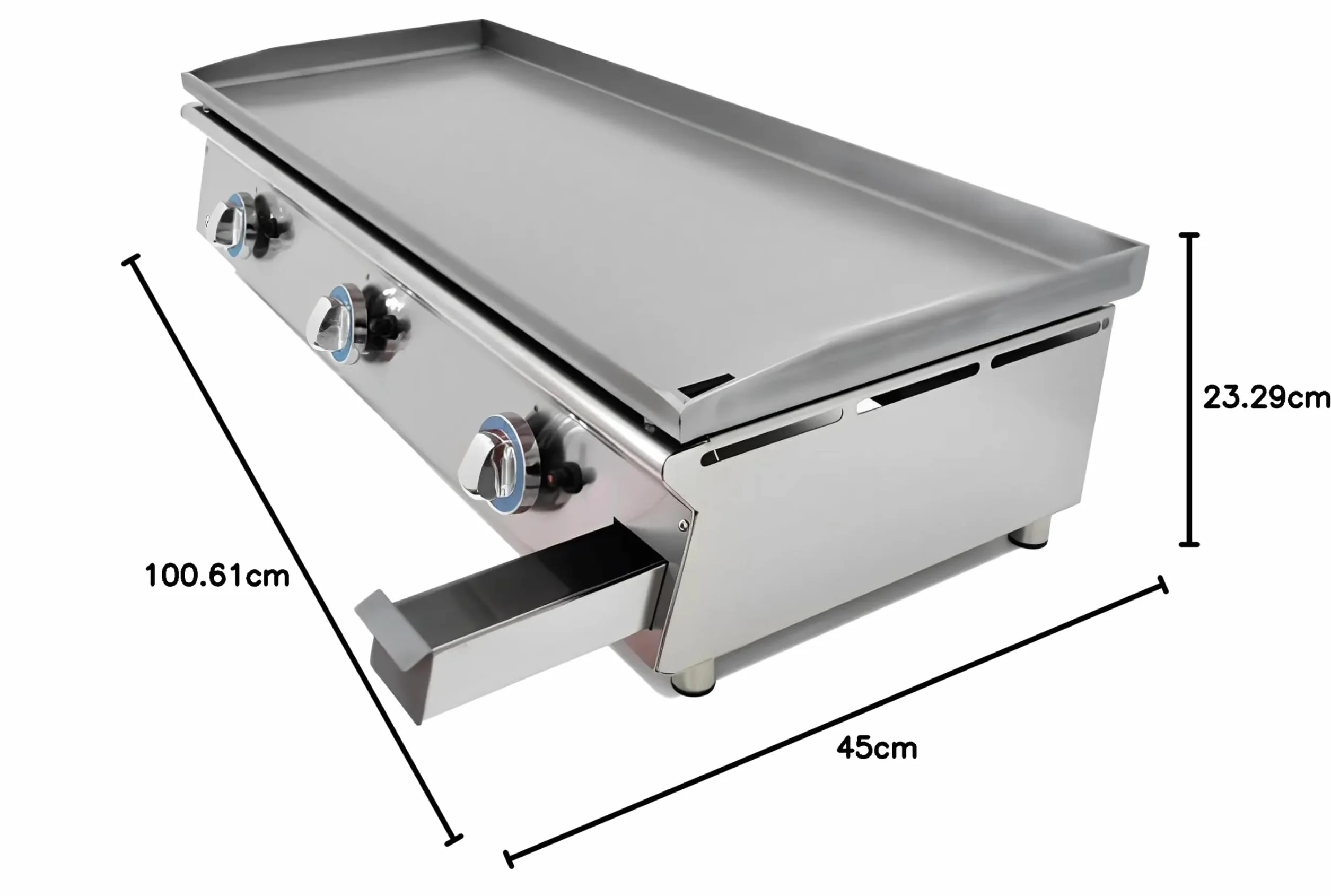 MBH - Plancha LUX WORLDMAI a Gas Profesional de 100 cm en Acero Laminado para Hostelería. Plancha con estructura de INOX para Cocina Industrial de Bar y Restaurante