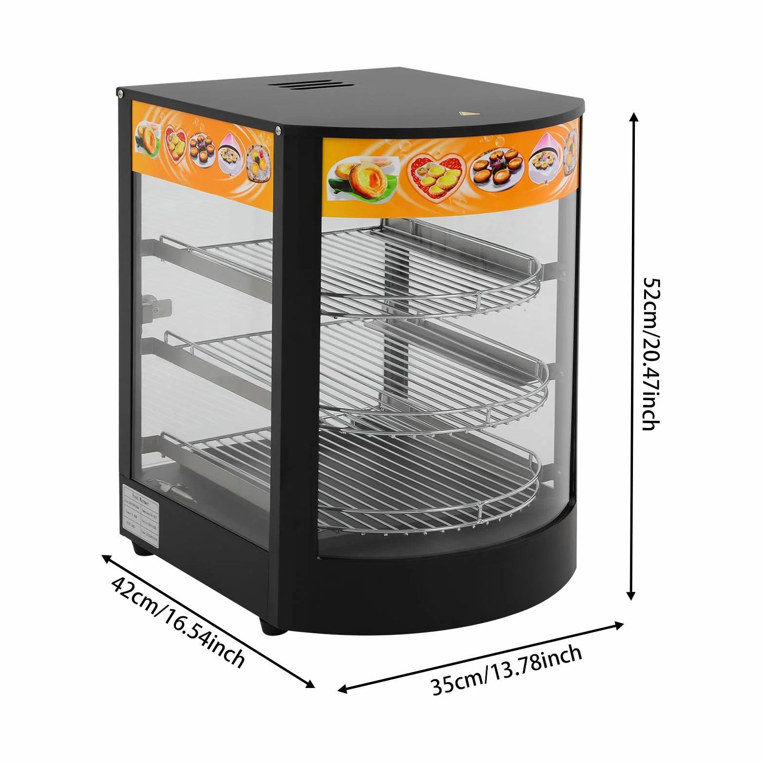 Calentador de alimentos, vitrina calefactora para alimentos, vitrina de cristal de 3 niveles, mostrador de 30 – 85 °C, calentador eléctrico para panadería y cafetería