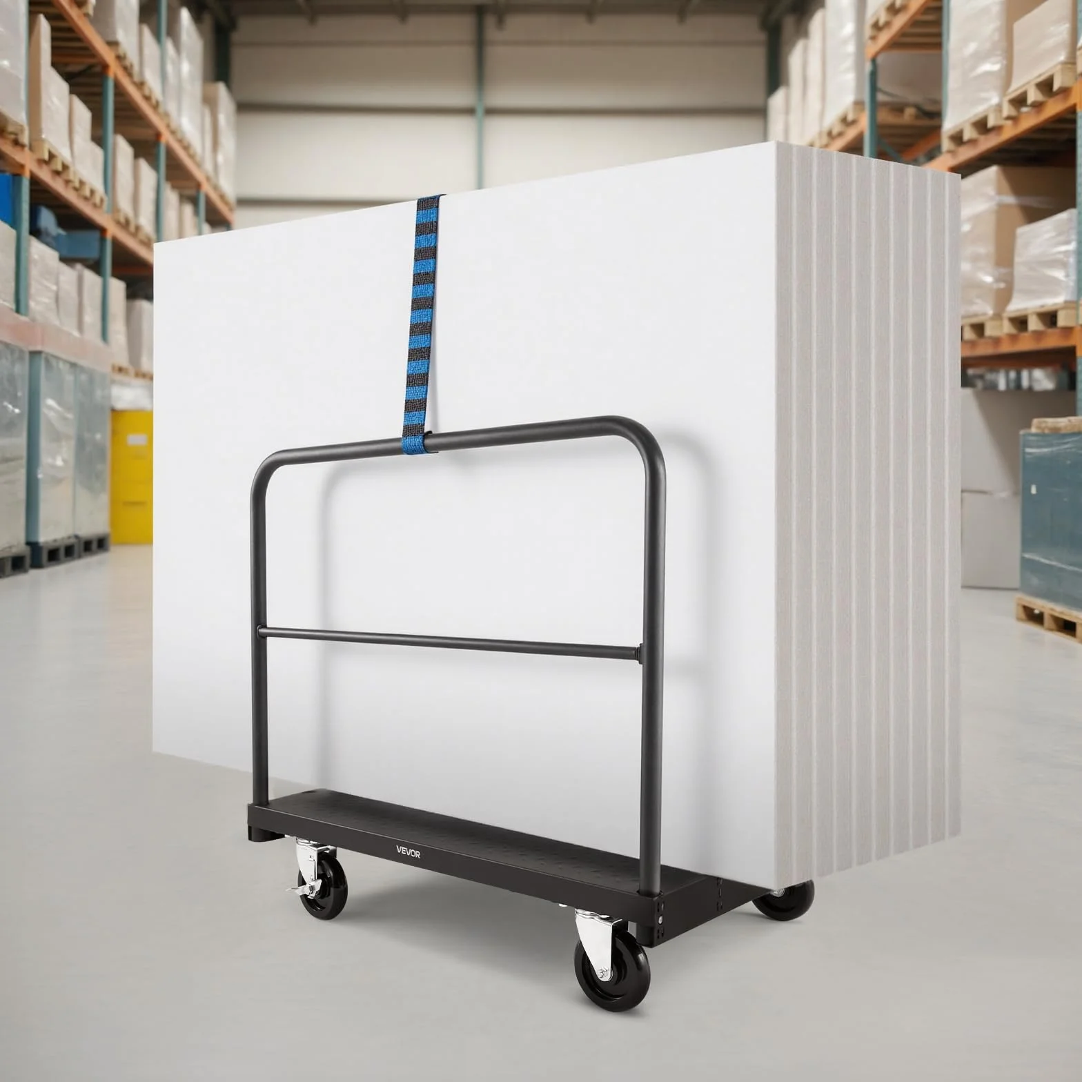 VEVOR Carro Portaplatos 816 kg 2 en 1 Ruedas Giratorias 360° 3 Pasamanos Laterales 914 x 610 x 878 mm Negro