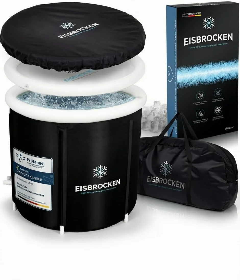 Cubo de hielo original, plegable, 80 cm de diámetro, con 5 capas de aislamiento para deportes, regeneración y recreación, baño de hielo interior y exterior