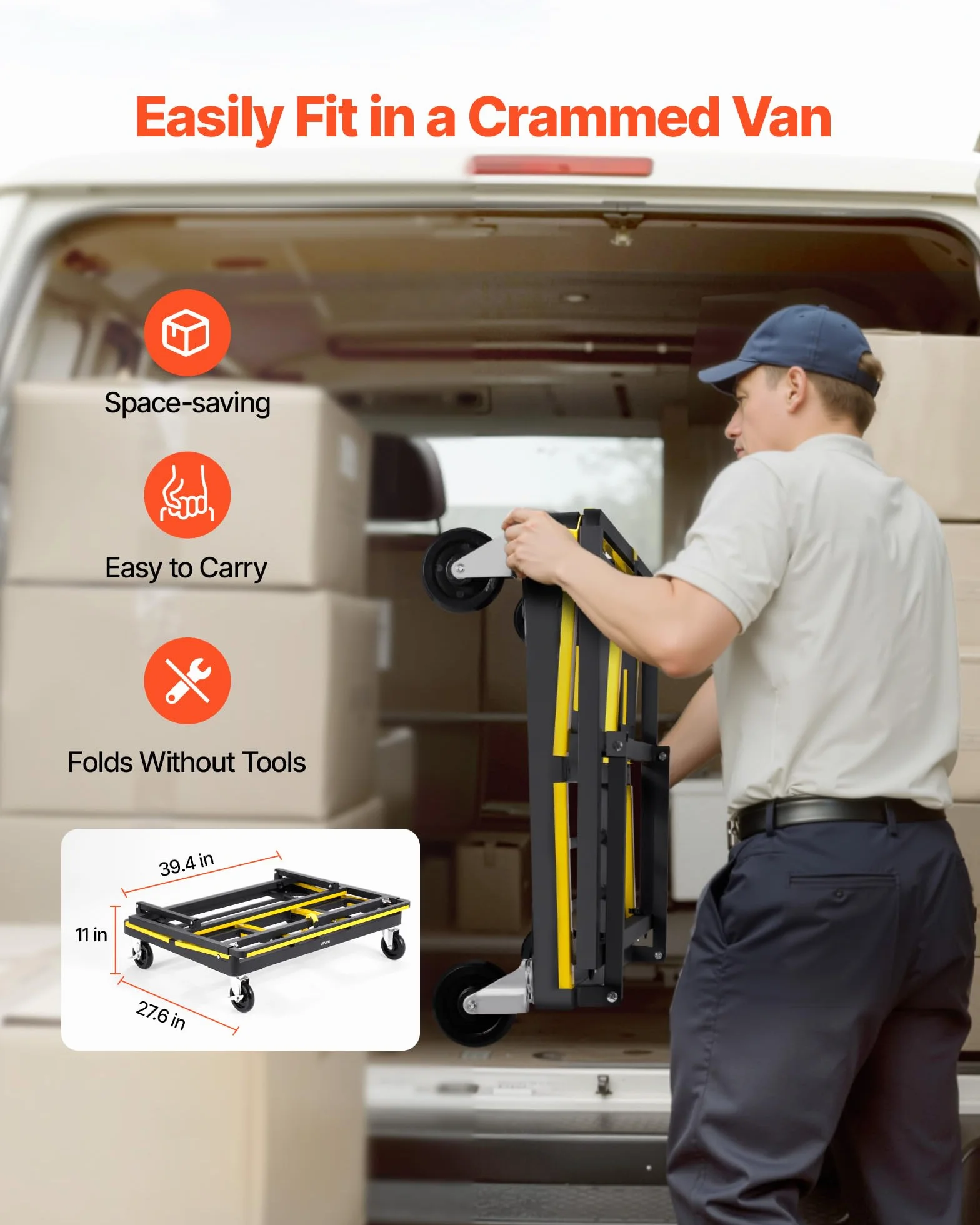 VEVOR Carro Transportador de Paneles de Yeso, 816,5 kg, Ruedas Giratorias, Base Extensible, 1000 x 830 x 1100 mm
