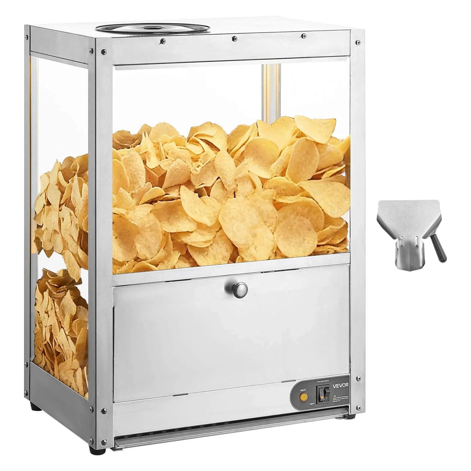 VEVOR Vitrina de Calor para Nachos 80 L 300 W Acero Inoxidable Expositor Térmico