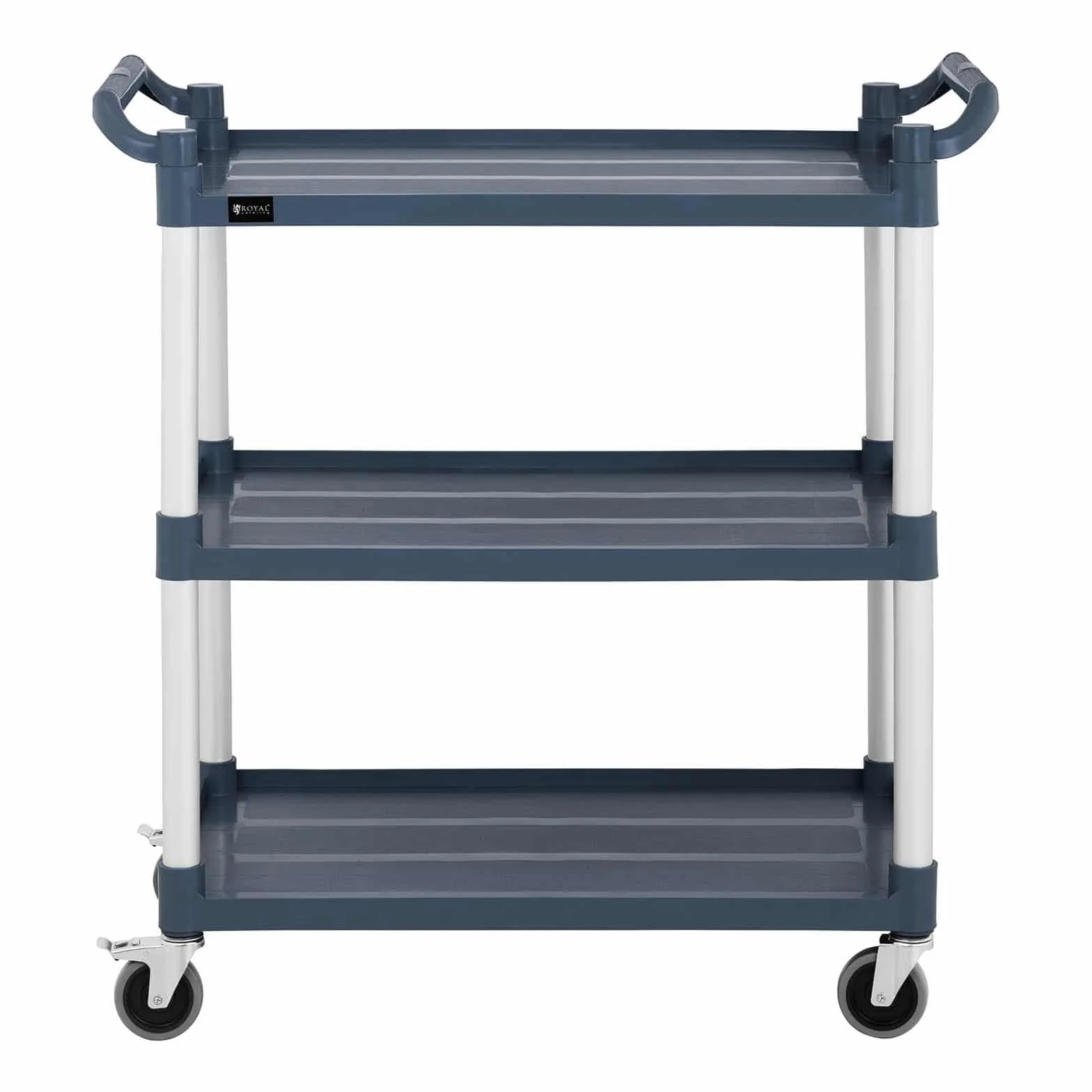 Royal Catering Carro De Servicio Carrito para Hostelería RC-ST910SS (con 2 Frenos de estacionamiento, 3 estantes, Capacidad de Carga: 150 kg)