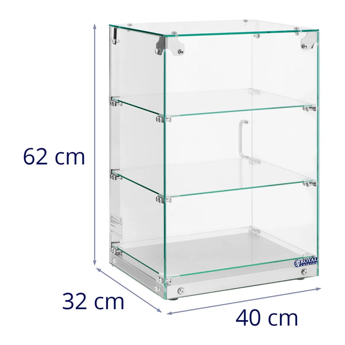 Royal Catering RCKV-03-N - Vitrina para tartas (60 L, 3 niveles, vitrina panorámica)