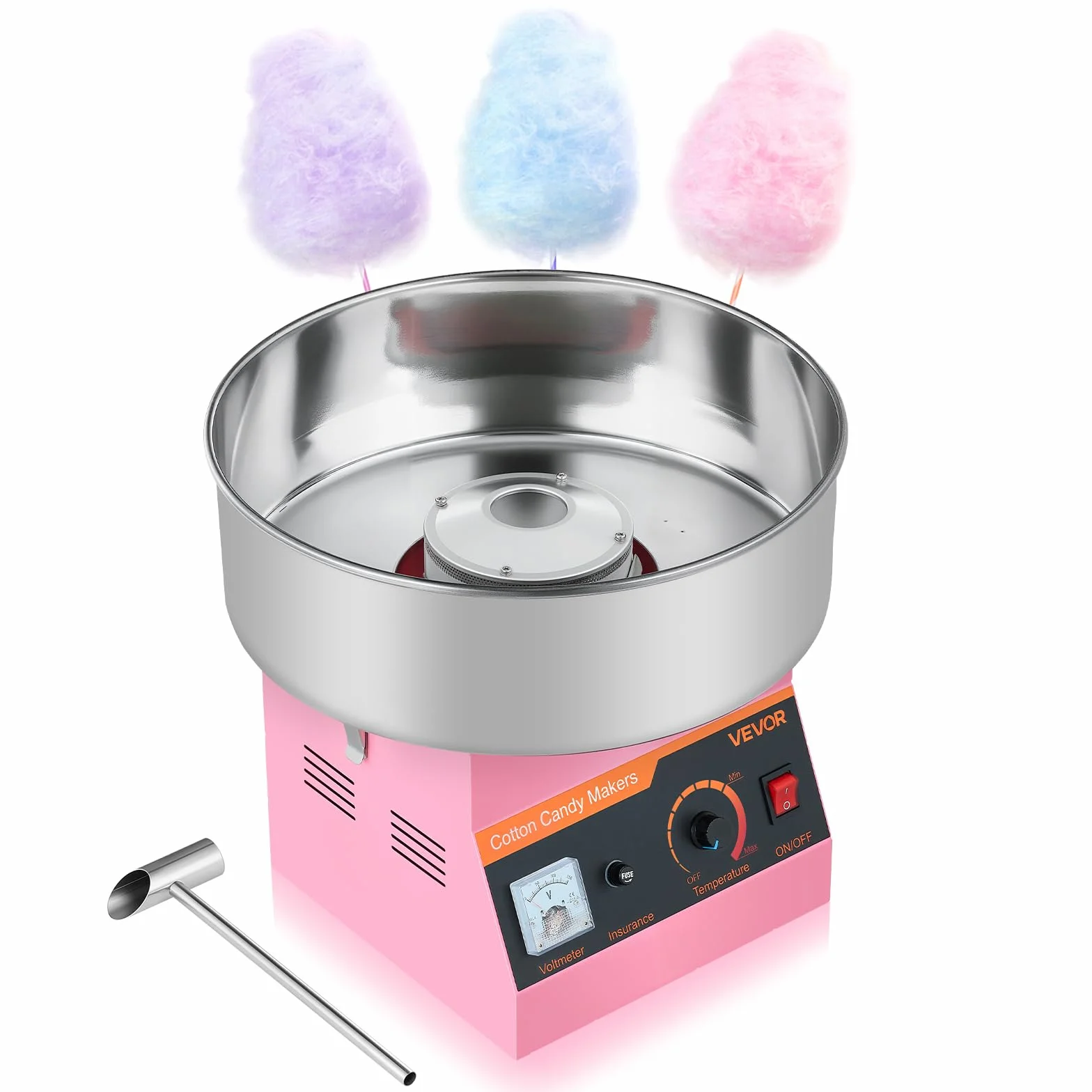 VEVOR Máquina de Algodón de Azúcar Eléctrica 1000 W 38 x 38 x 34 cm Rosa
