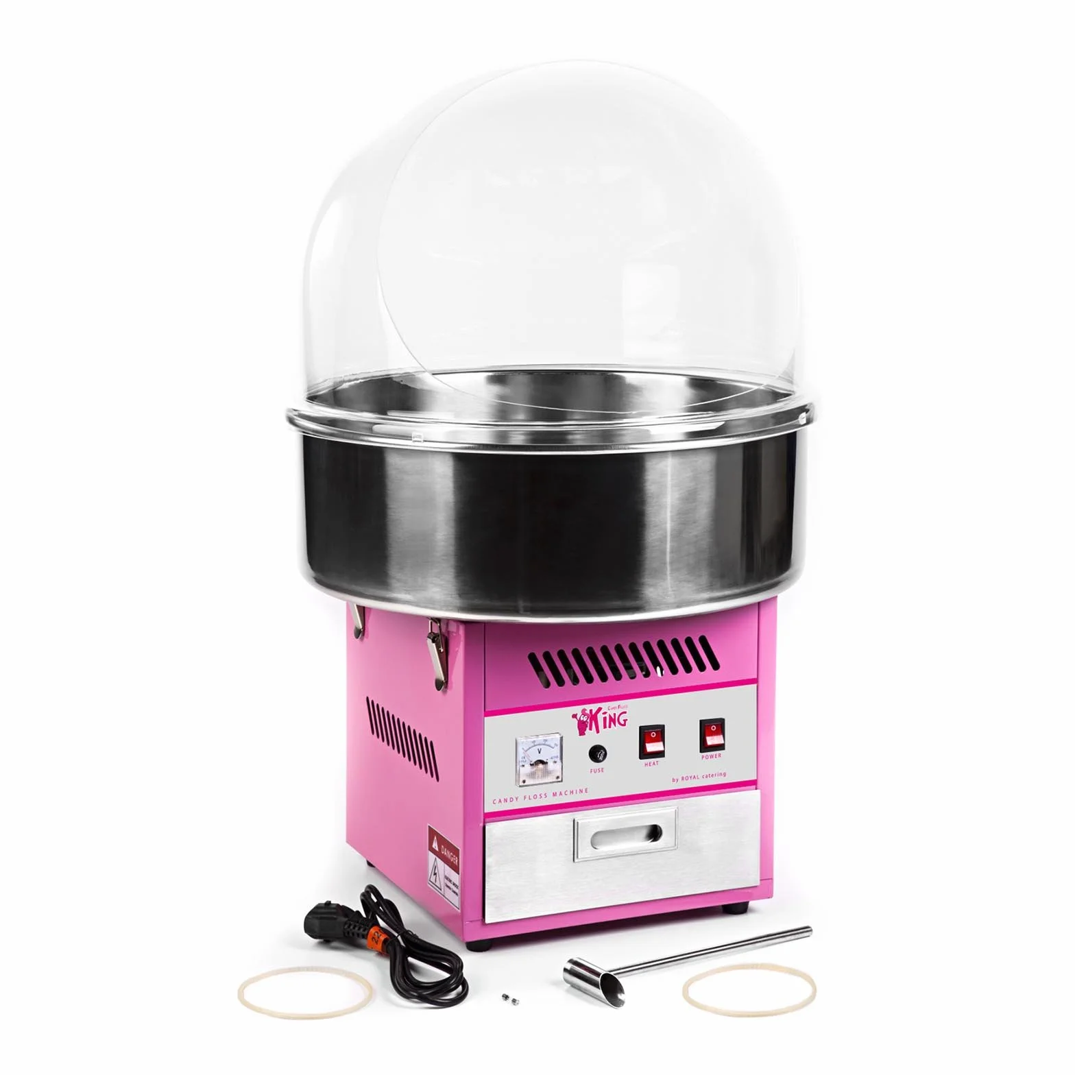 Royal Catering Máquina De Algodón De Azúcar RCZK-1200E 1200 W Ø 52 cm Rosa