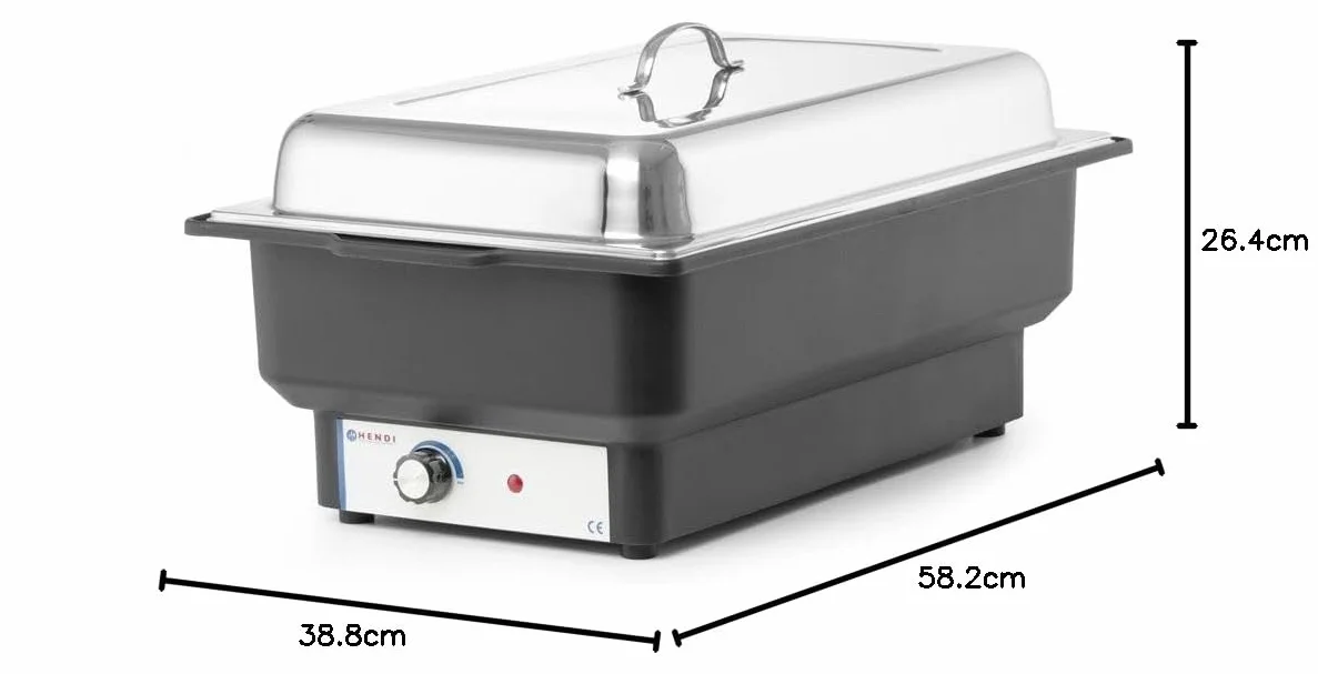 HENDI Calentador Eléctrico de Alimentos Buffet Chafing Dish GN 1/1 9L 30-85°C 230V 900W Acero Inoxidable