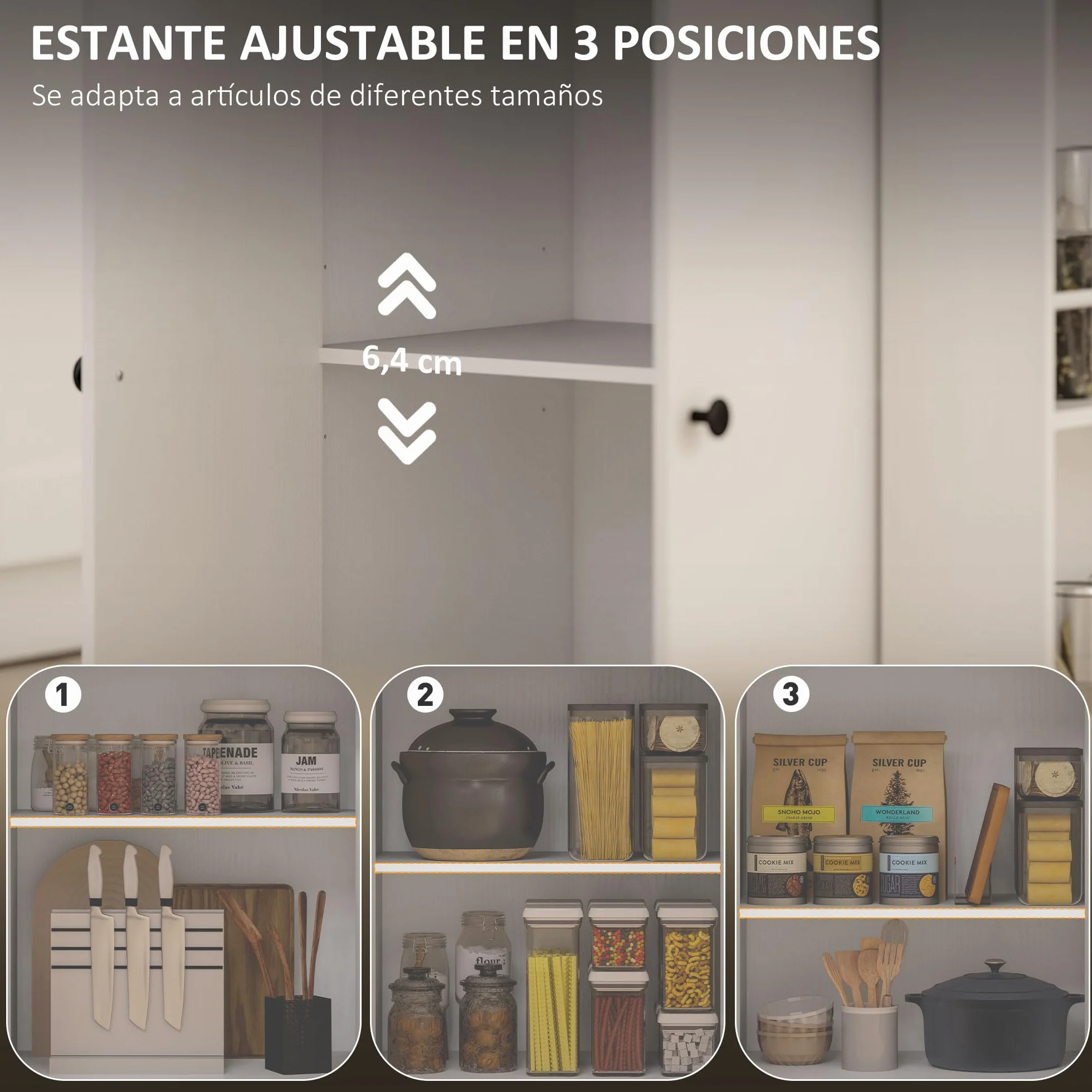 HOMCOM Isla de Cocina con Ruedas Carrito de Cocina Mueble Auxiliar de Cocina con 2 Puertas Cajón Especiero de 3 Niveles Toallero y Estante Ajustable 82x38x86,5 cm Blanco