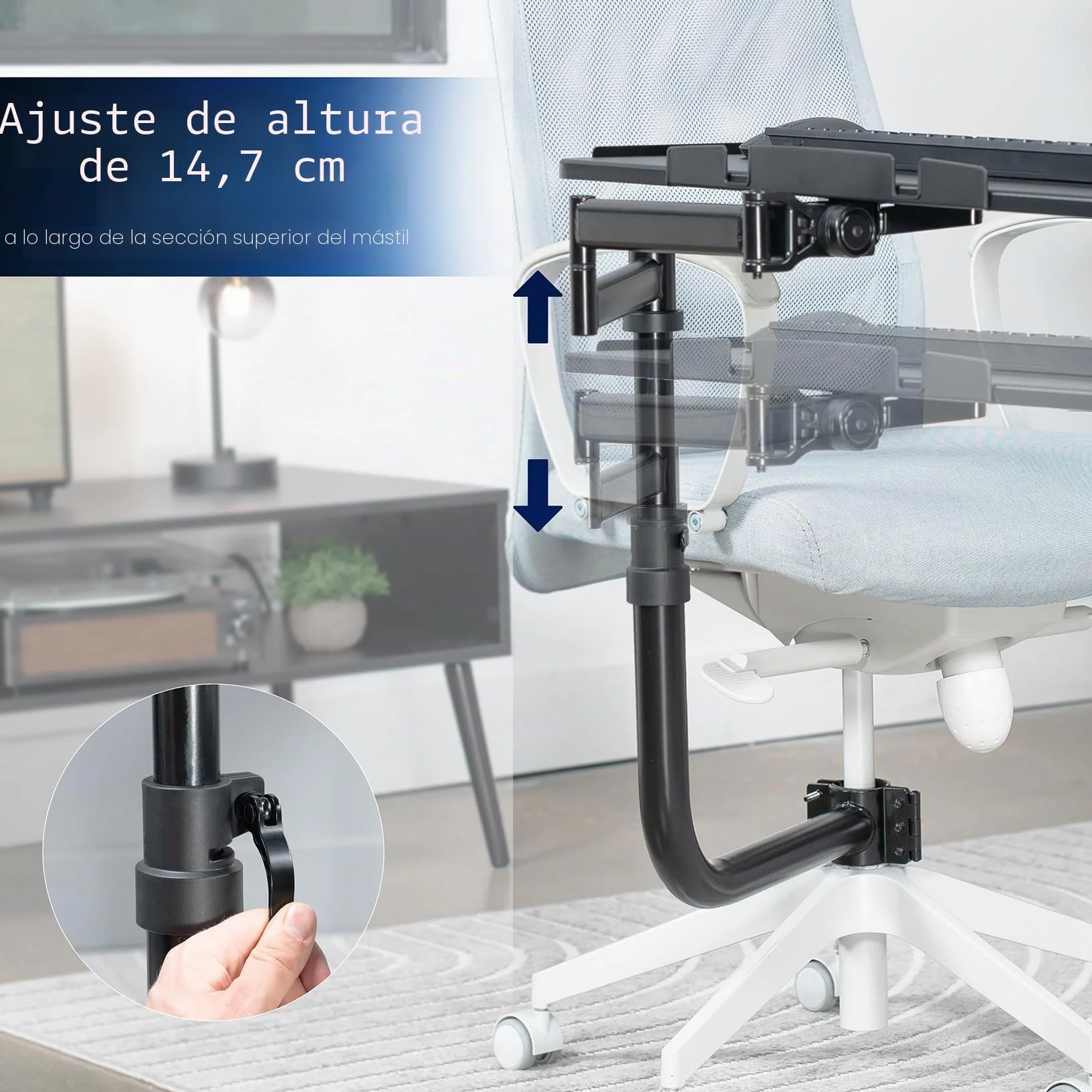 VIVO Mount-KB18CP - Bandeja para teclado y mouse montada en silla de oficina, inclinación ergonómica, rotación de 360 grados, color negro, MOUNT-KB18CP