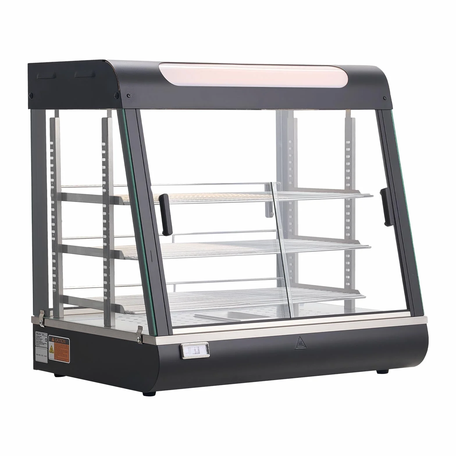 VEVOR Vitrina de Calor para Hostelería 1200 W 100 L 3 Niveles con Luz LED, Estantes Extraíbles 30-85°C