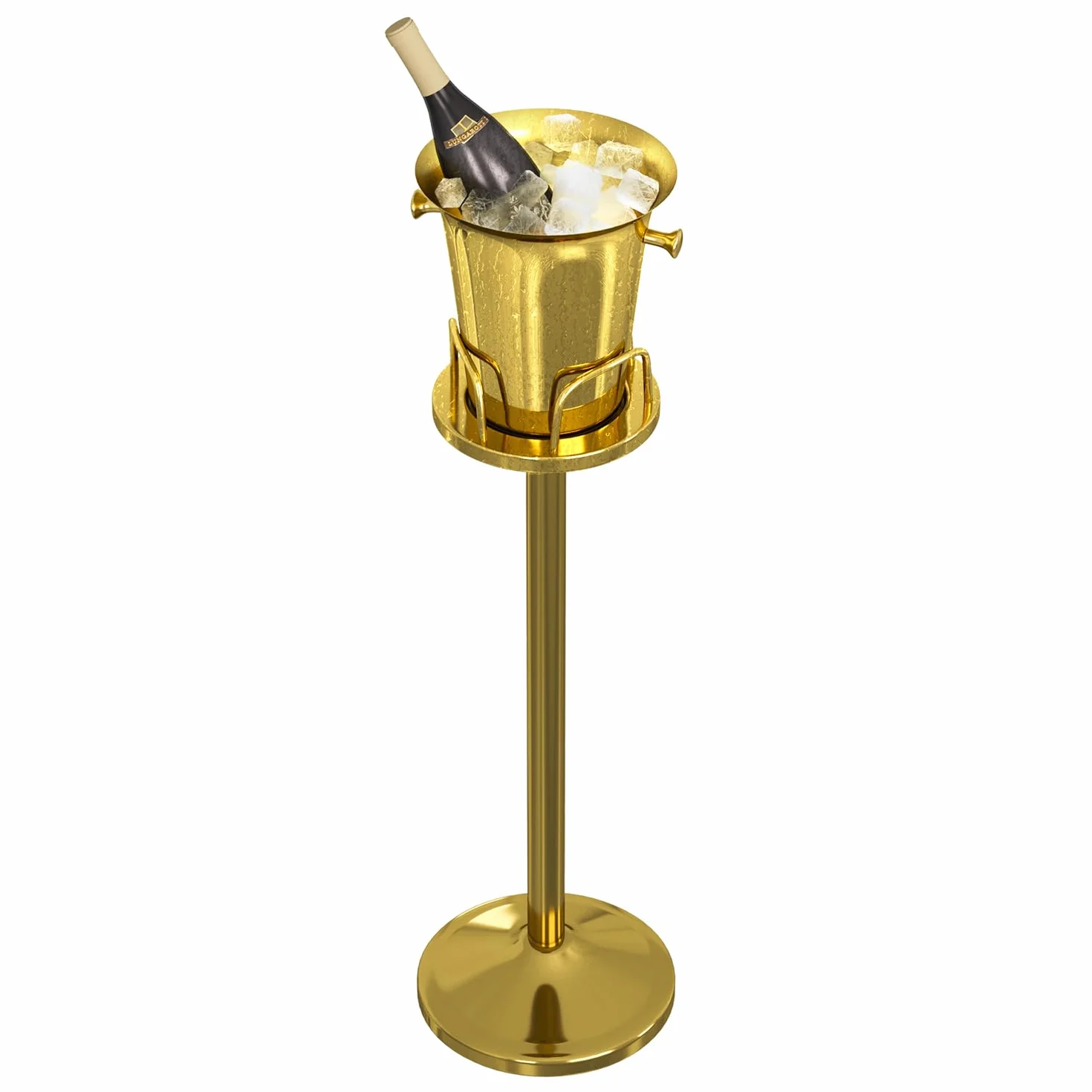 GXFeng Cubitera de Hielo con Soporte 201, de Acero Inoxidable, con asa de Transporte, para Vino, champán, Cerveza, Clubes, Bares, Fiestas, 5 l