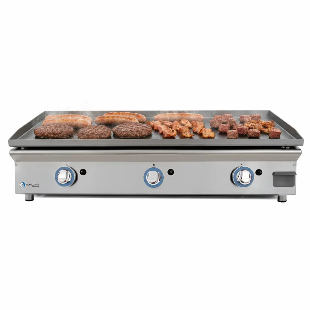MBH - Plancha LUX WORLDMAI a Gas Profesional de 100 cm en Acero Laminado para Hostelería. Plancha con estructura de INOX para Cocina Industrial de Bar y Restaurante