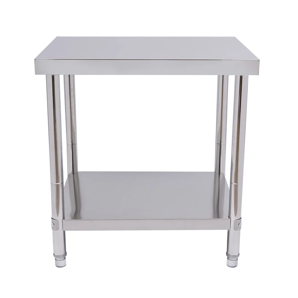 OUKANING Mesa de trabajo de 2 niveles de acero inoxidable para gastronomía de acero inoxidable, plata, capacidad de carga 300-400 kg, independiente, rectangular, estante de cocina para cocinas,