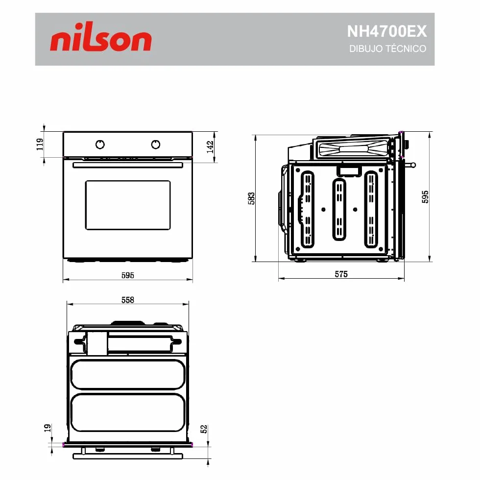 Nilson Horno Multifunción 70L 2100W 4 Programas Inox NH4700EX Clase A