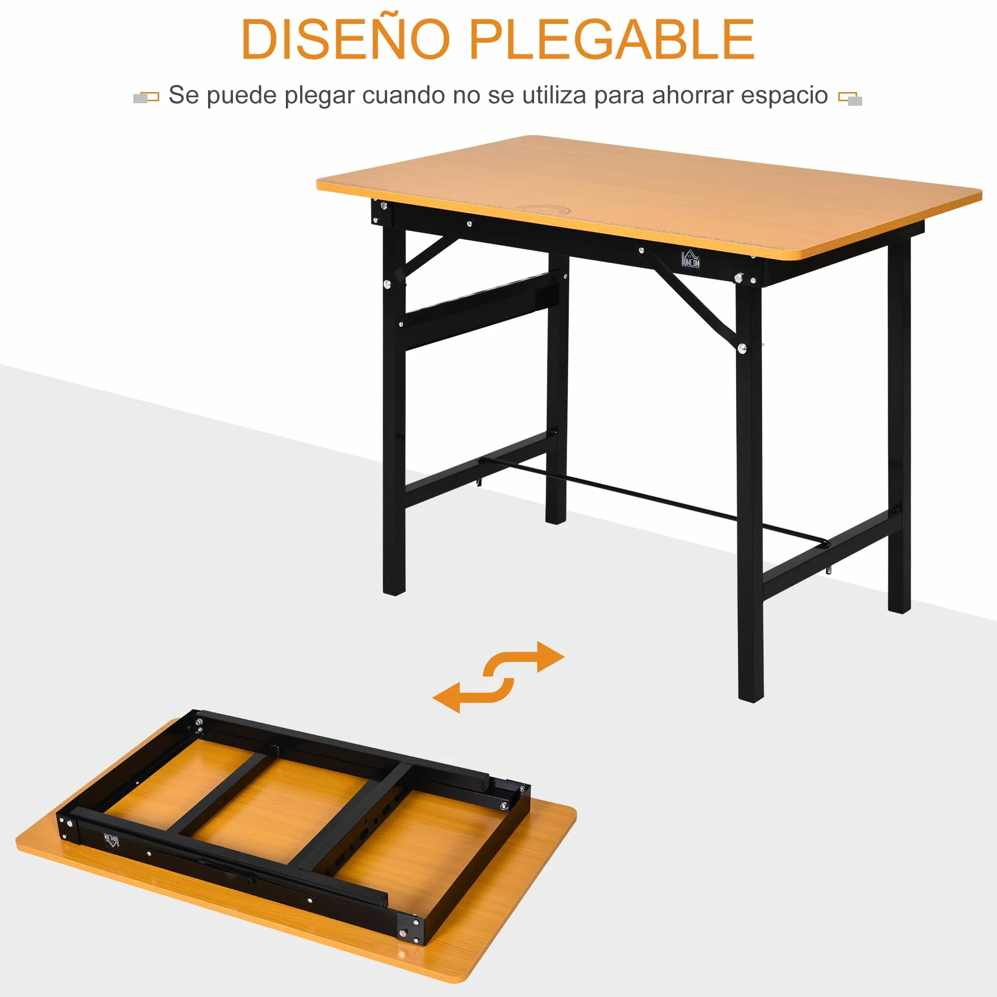 HOMCOM Banco de Trabajo Plegable Mesa con Regla Transportador 100 kg 100x60x75,5 cm Natural Negro