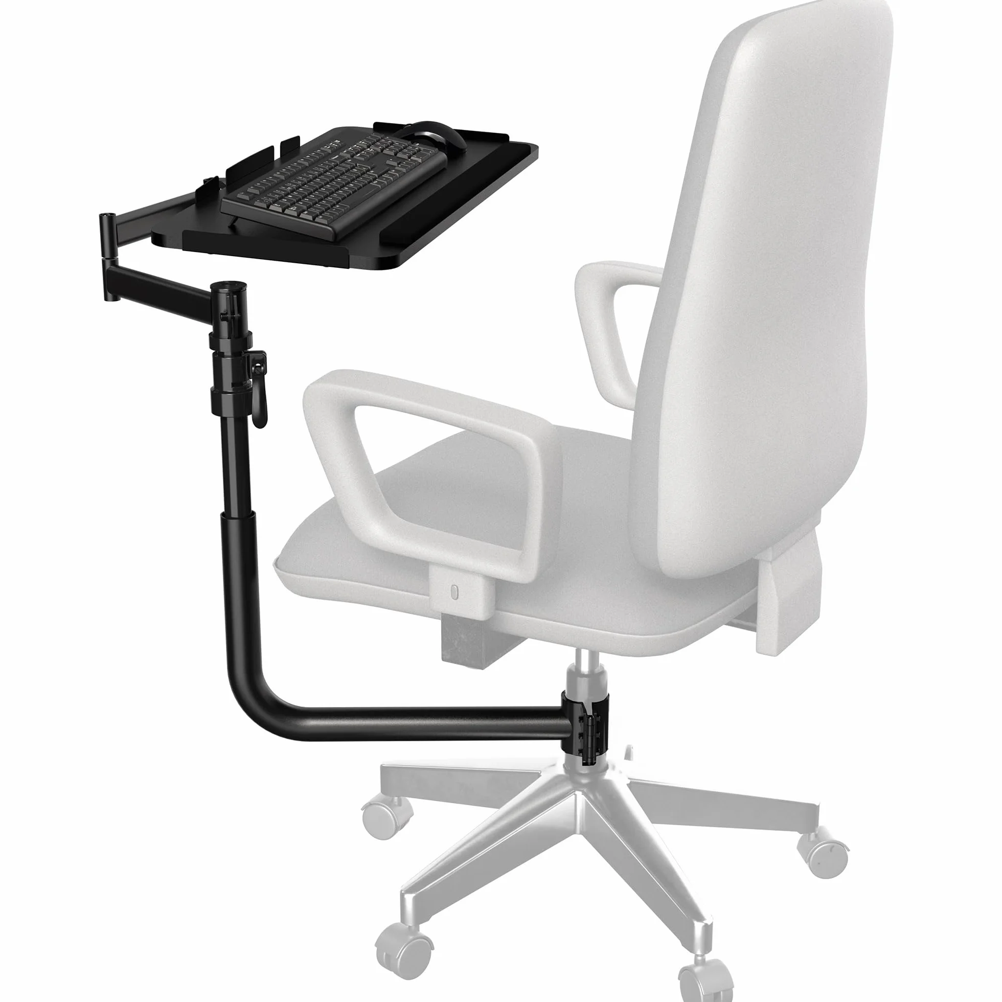 VIVO Mount-KB18CP - Bandeja para teclado y mouse montada en silla de oficina, inclinación ergonómica, rotación de 360 grados, color negro, MOUNT-KB18CP