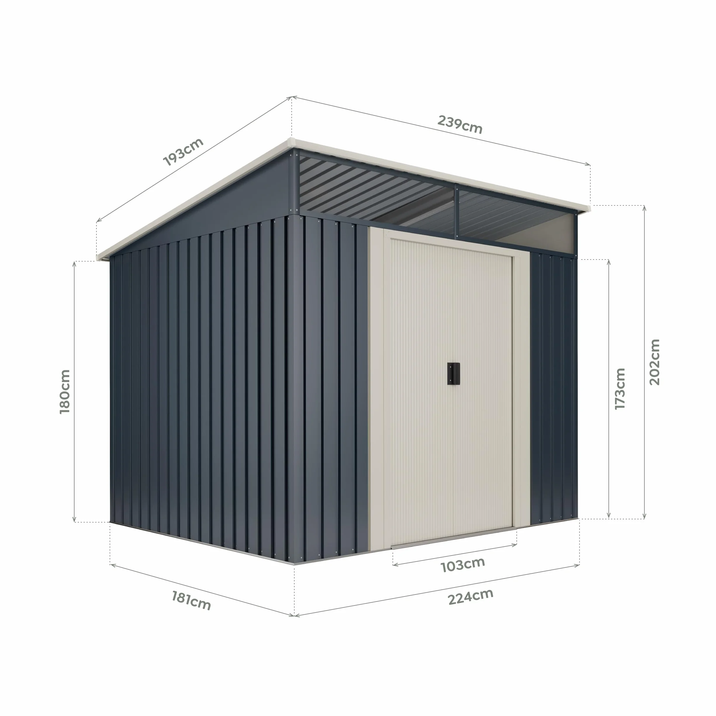 Stark Cobertizo Metal Gris Antracita 4.60 m2 194x239x203cm Garantia 10 años