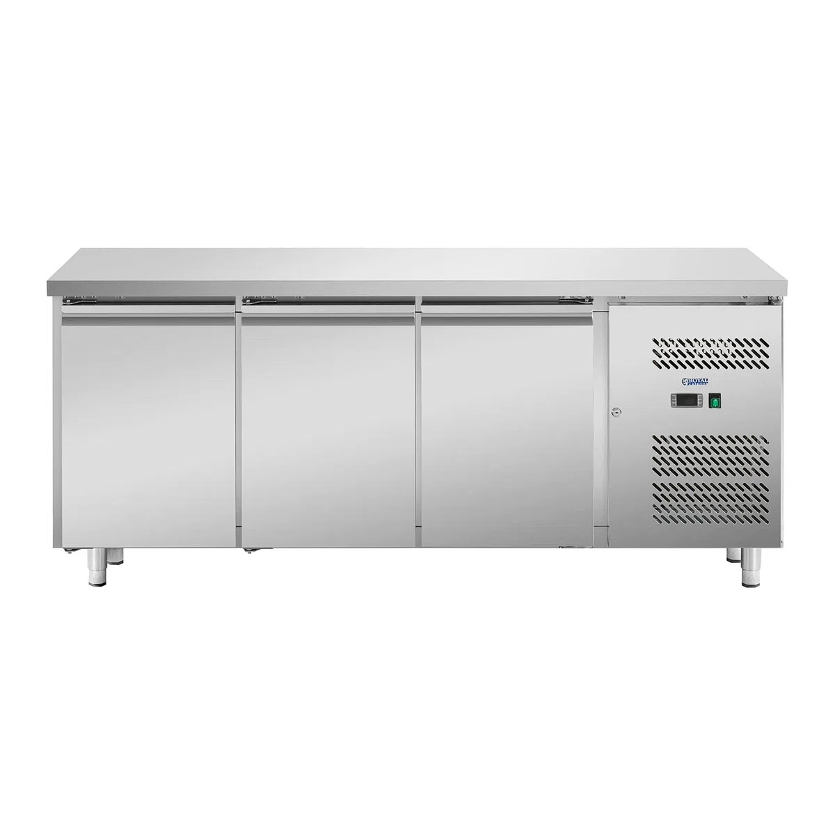 Royal Catering Mesa Refrigerada RCLK-S339 (339 L, Superficie de trabajo de acero inoxidable, compresor 258 W Zanussi, 3 puertas, R600a)