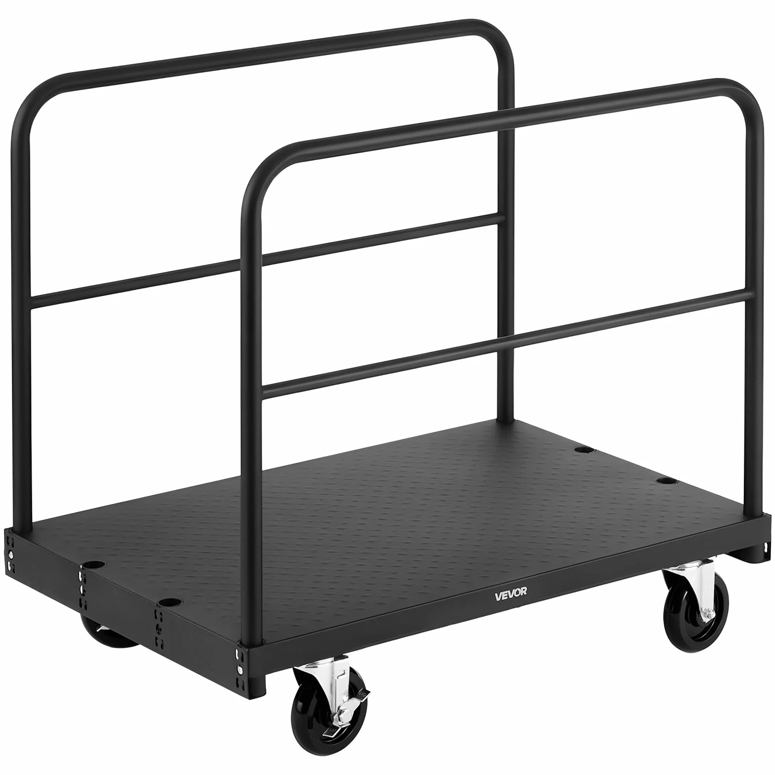 VEVOR Carro Portaplatos 816 kg 2 en 1 Ruedas Giratorias 360° 3 Pasamanos Laterales 914 x 610 x 878 mm Negro