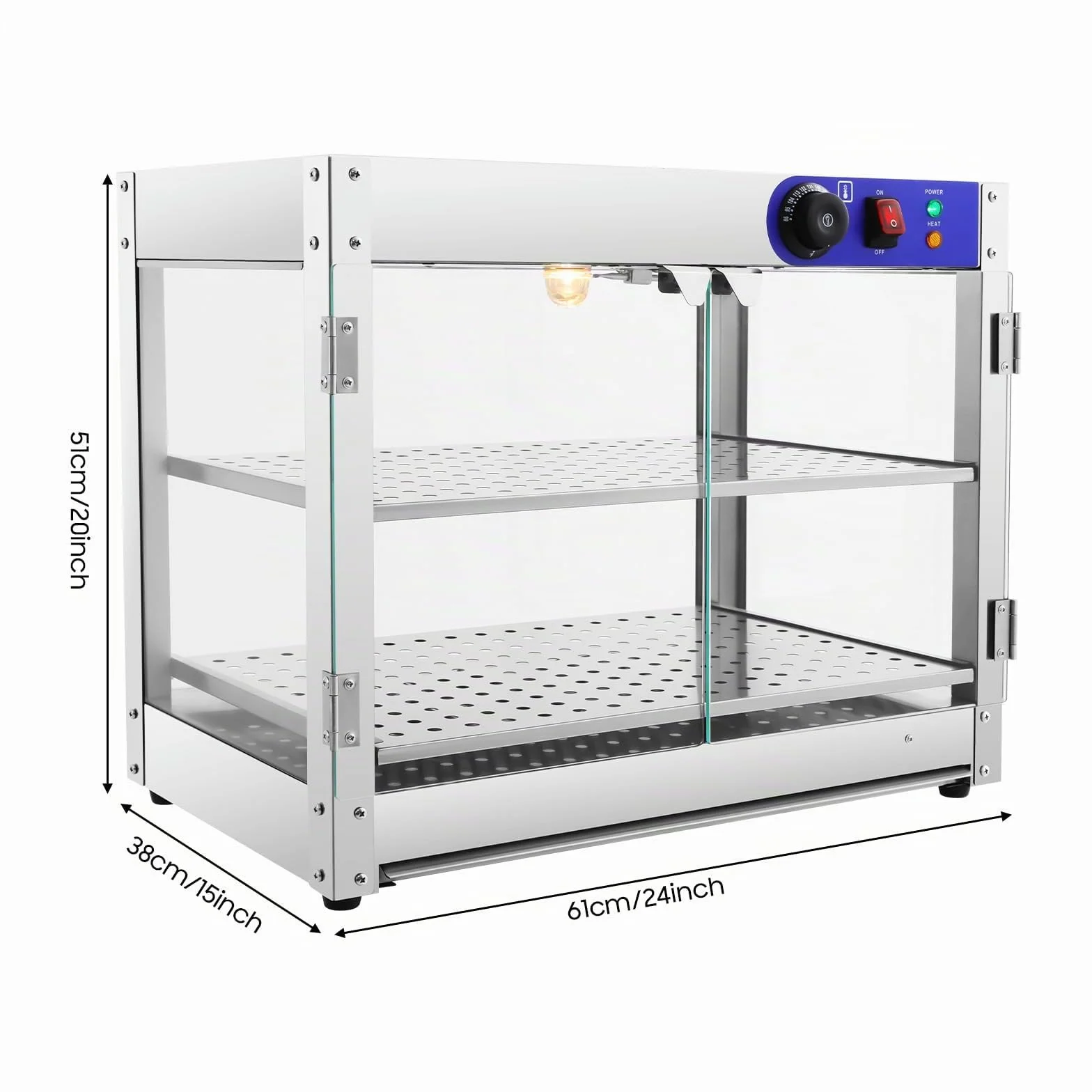 Recipiente Térmico, Vitrina Caliente 2 Niveles, 30-85°C, Calentador de Alimentos
