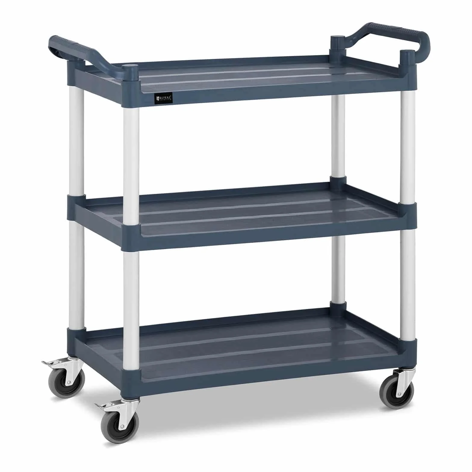 Royal Catering Carro De Servicio Carrito para Hostelería RC-ST910SS (con 2 Frenos de estacionamiento, 3 estantes, Capacidad de Carga: 150 kg)