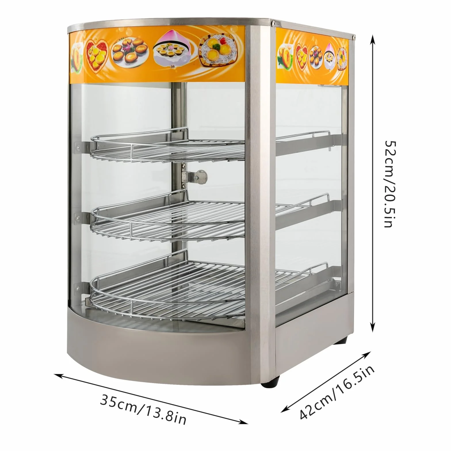 Vitrina calentador de alimentos eléctrico 3 niveles 800 W armario térmico 86-185 ℉