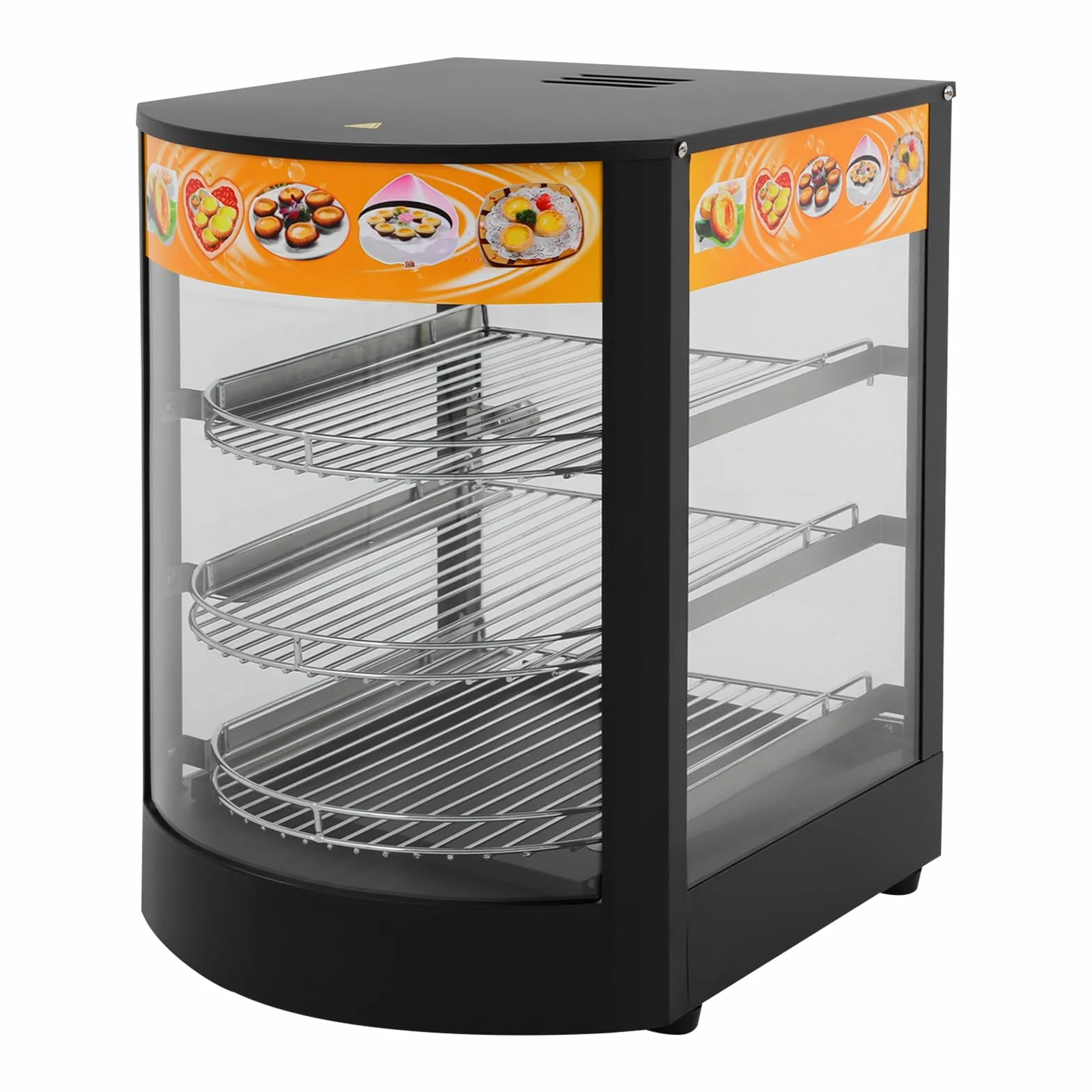 Calentador de alimentos, vitrina calefactora para alimentos, vitrina de cristal de 3 niveles, mostrador de 30 – 85 °C, calentador eléctrico para panadería y cafetería