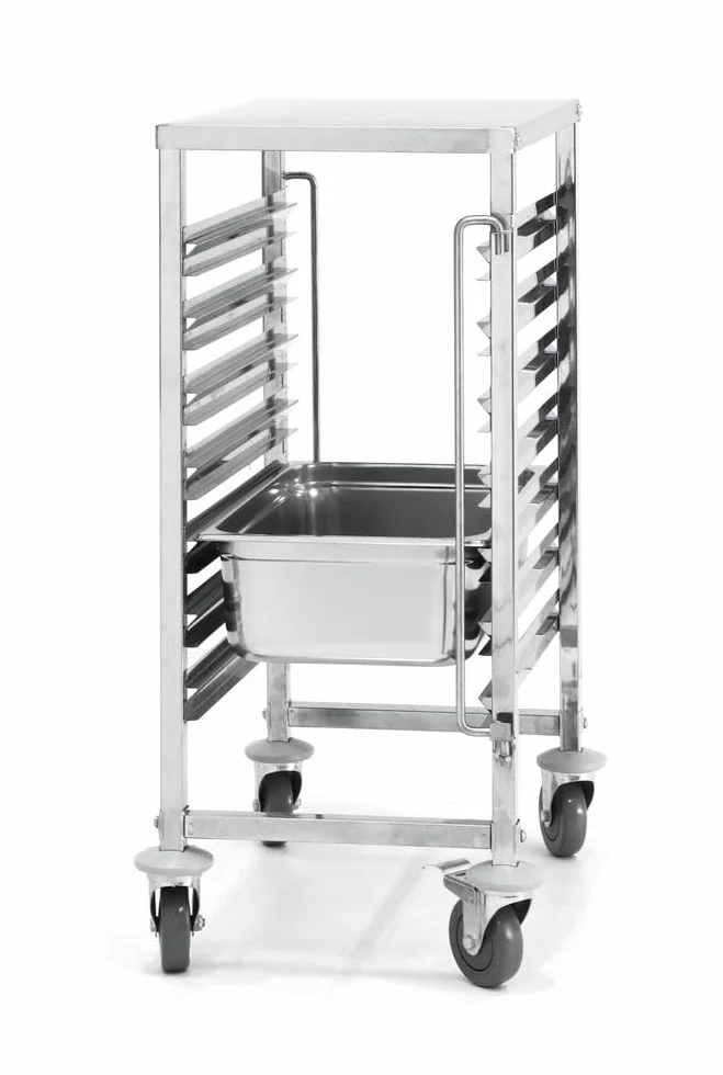 HENDI Carro bandejero con Superficie de Trabajo, 7 x GN 1/1, Capacidad de Carga 70 kg, 445x615x(H) 945mm, Acero Inoxidable