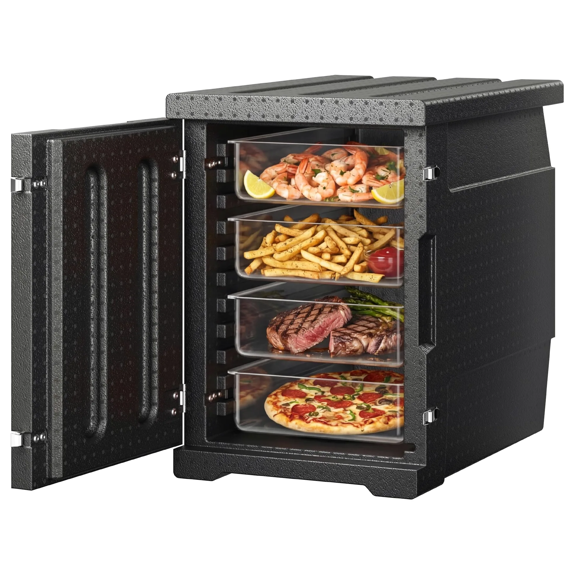 VEVOR Caja Termo Aislada de Alimentos con Caja Aislada 90L, Portacontenedores de Alimentos LLDPE con Hebillas Dobles, Calentador de Alimentos de Carga Frontal para Restaurante, Cantina, etc.