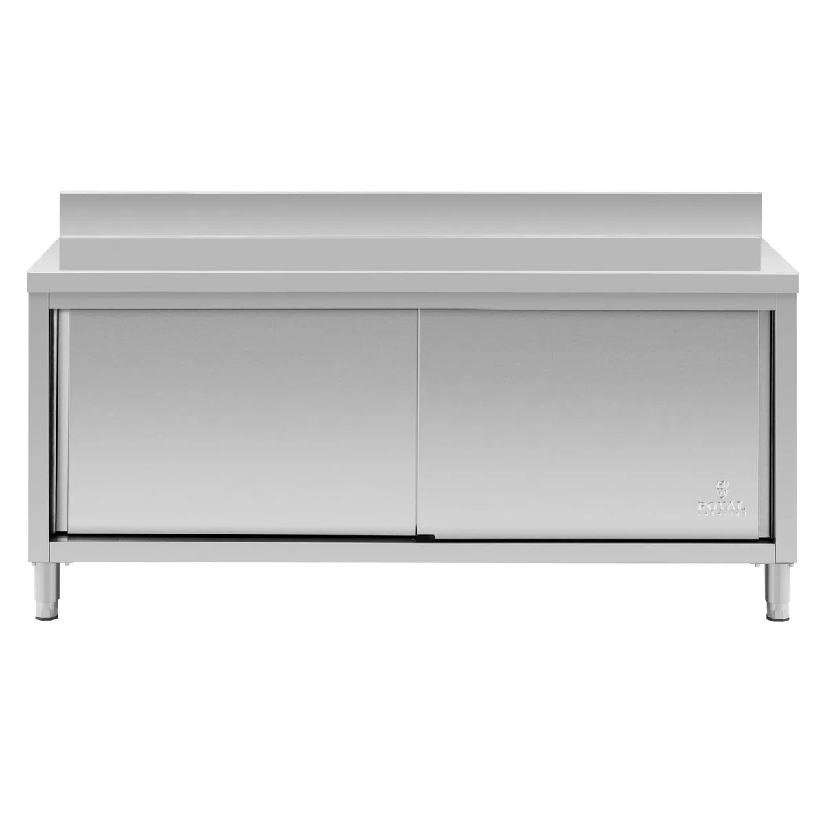 Royal Catering Mueble Neutro en Acero Inoxidable Armario RCSSCB-180X60-E-B (180 x 60 cm, 2 puertas correderas, 600 kg de capacidad de carga)
