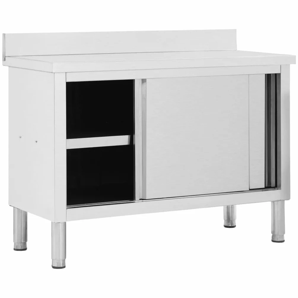 Mesa de Trabajo Puertas correderas Acero INOX 120x50x(95-97) cm
