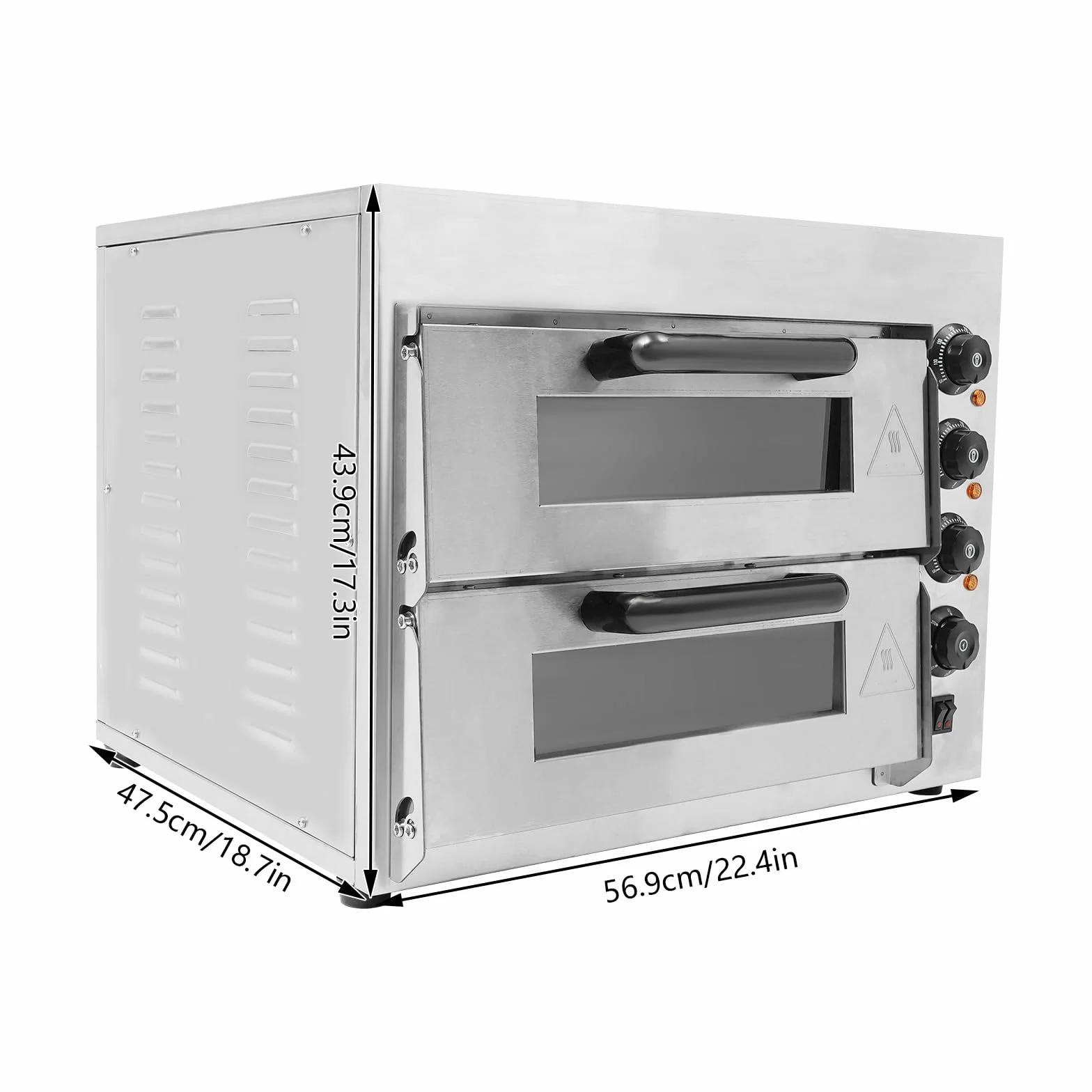 Horno para pizza profesional acero inoxidable 3 kW doble cámara temporizador 50-350 °C
