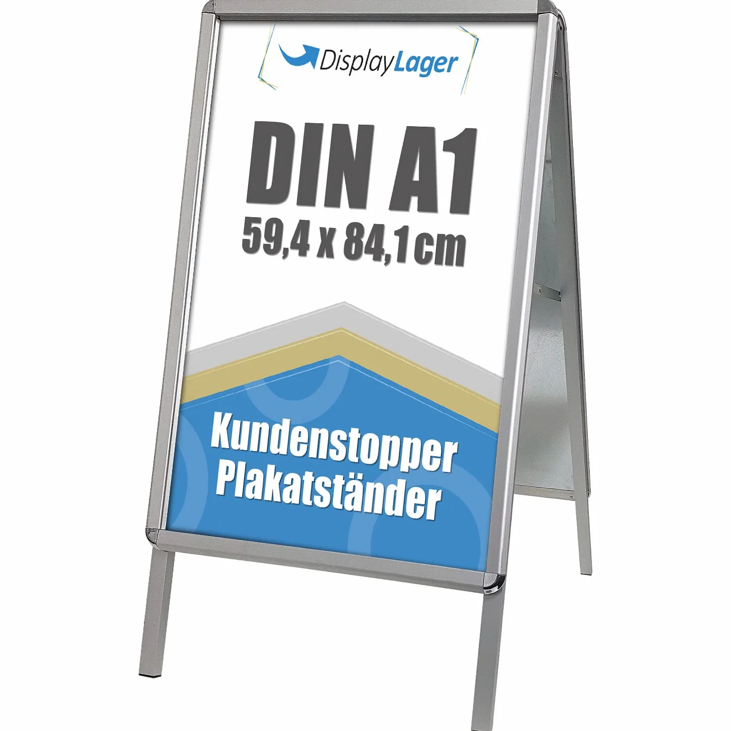 DisplayLager Alu-Line Rondo, calidad danesa Caballete publicitario, incluye 2 x carteles de tereftalato de polietileno amorfo (ambos lados), resistentes a la intemperie. Soporte para anuncios (A1)