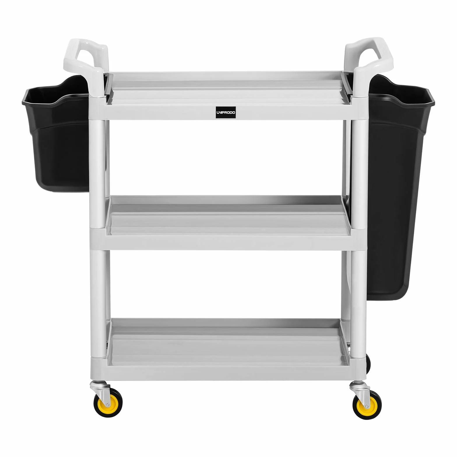Carro De Servicio para Hotel Carrito UNICLEAN 150 (Estructura de Aluminio, 3 baldas, 2 contenedores, Capacidad de Carga de 150 kg)