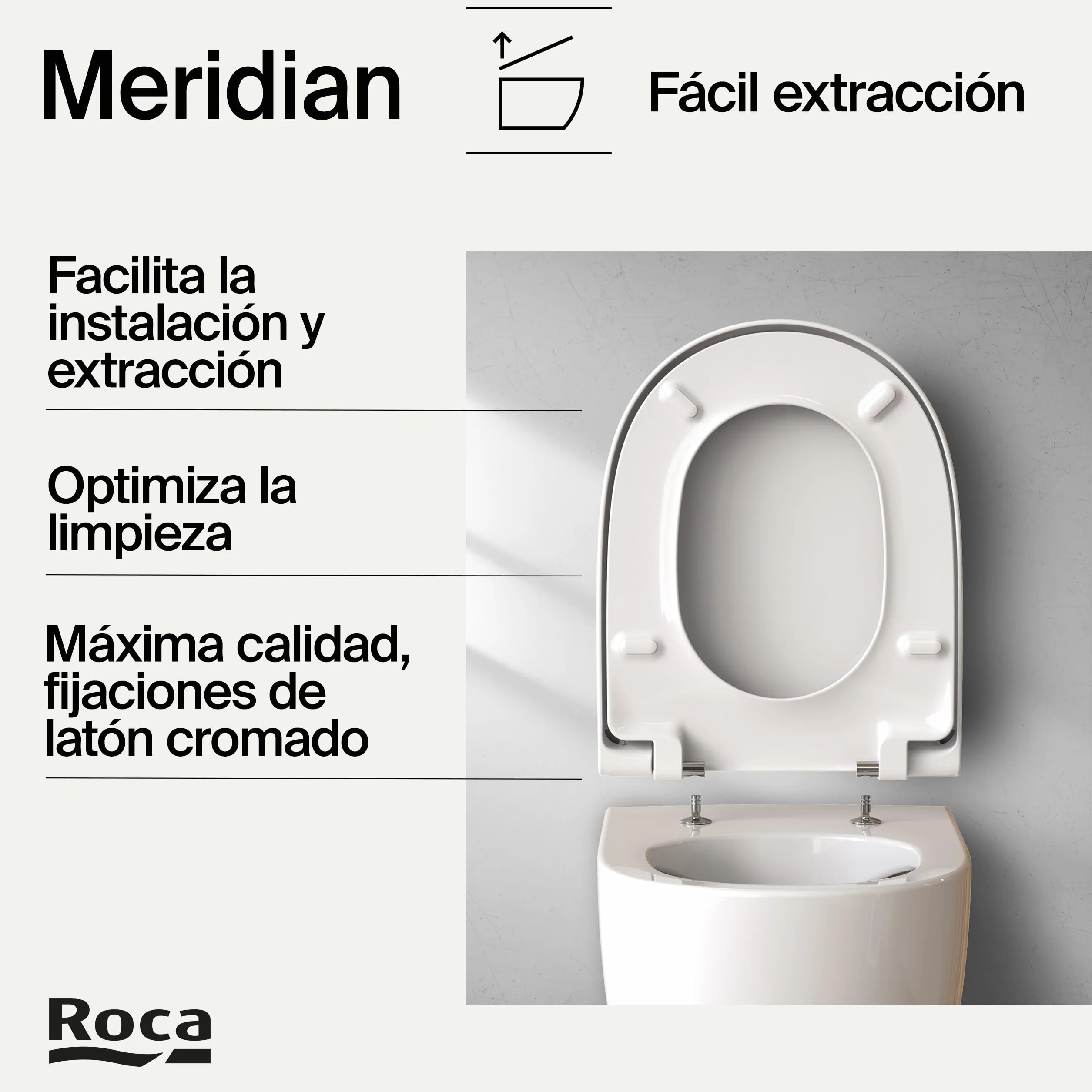 Roca Meridian - Tapa y asiento de Supralit para inodoro compacto con caída amortiguada, tapadera de WC original con ajuste perfecto, recambio de tapa de váter resistente, blanco, A8012AC00B