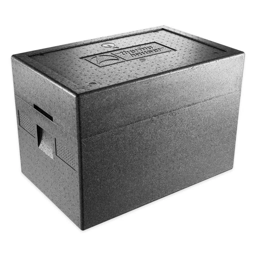 thermohauser Thermobox - Caja térmica para helados (tapa extraalta con termómetro integrado, 63,5 x 42 x 45 cm), color negro